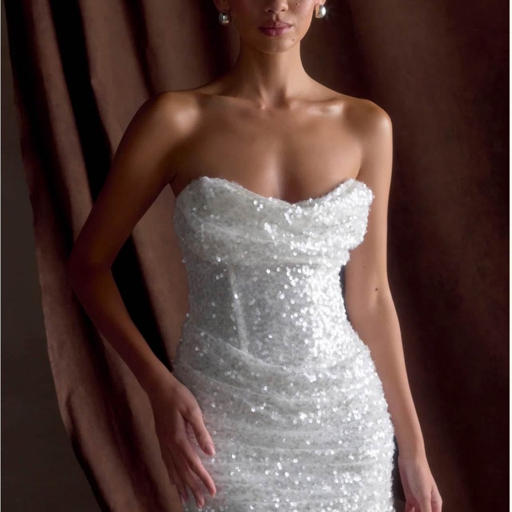 Meshki White Sequin Mini Dress